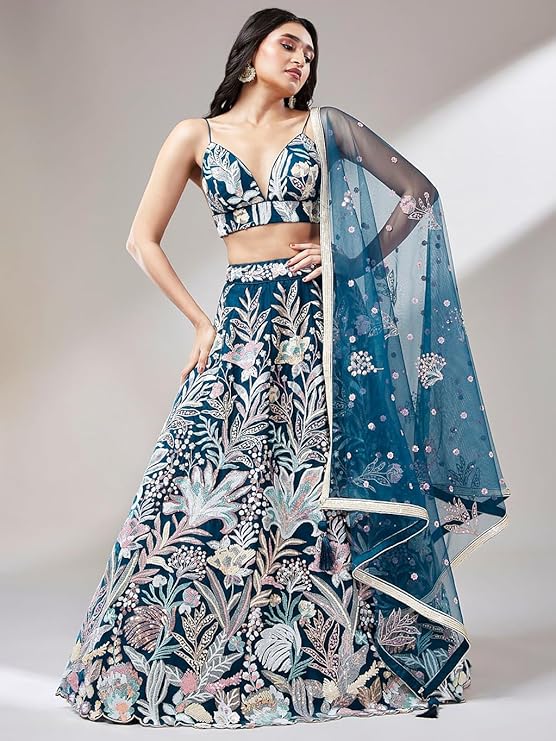 Sequins Embroidered Fabric Soft Net Lehenga Choli With Dupatta