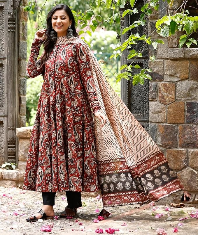 Printed Anarkali Kurta and Pant Set with Dupatta