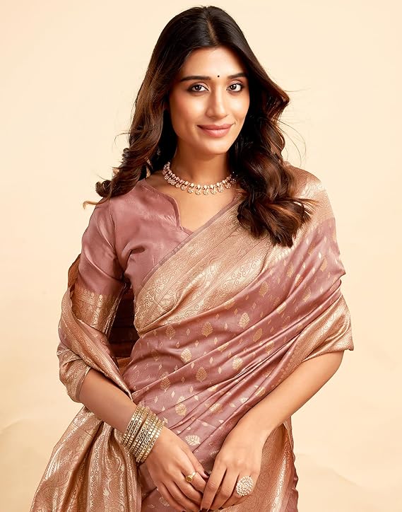 SIRIL Women's Pure Kanjivaram Silk Saree Soft Sarees Banarasi Style With Blouse Piece For Wedding