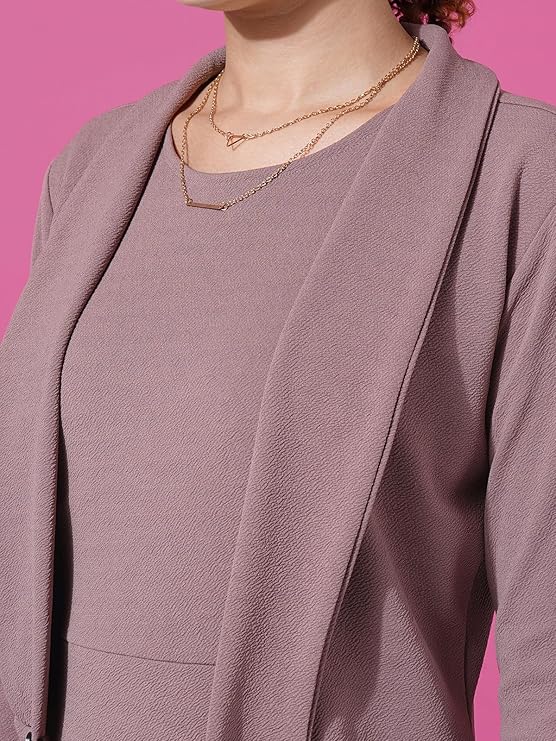 Selvia Western Dress for Women|Solid Lycra Western Dress for Women|Round Neck Shrug with Bodycon Dress for Women|Two Piece Knee-Length Dress for Women