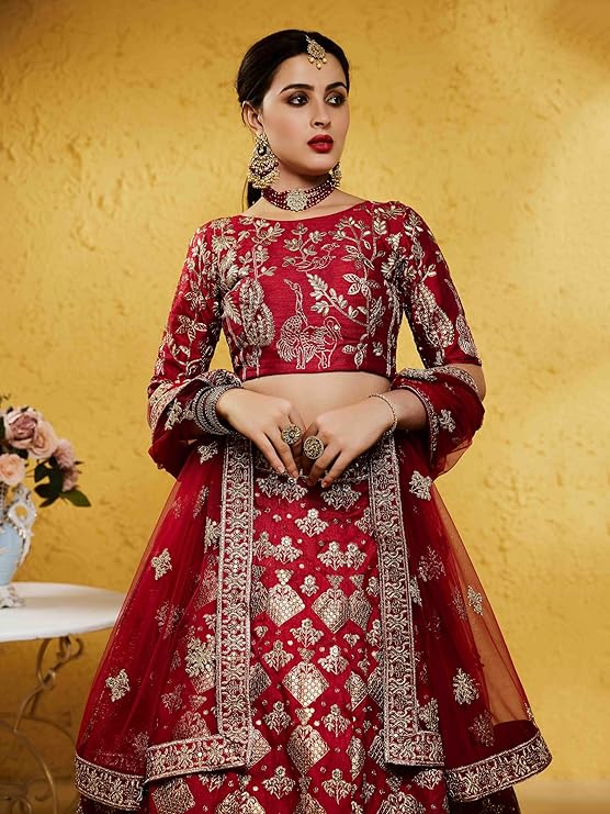Womens Silk Lehenga Choli Semi-Stitched