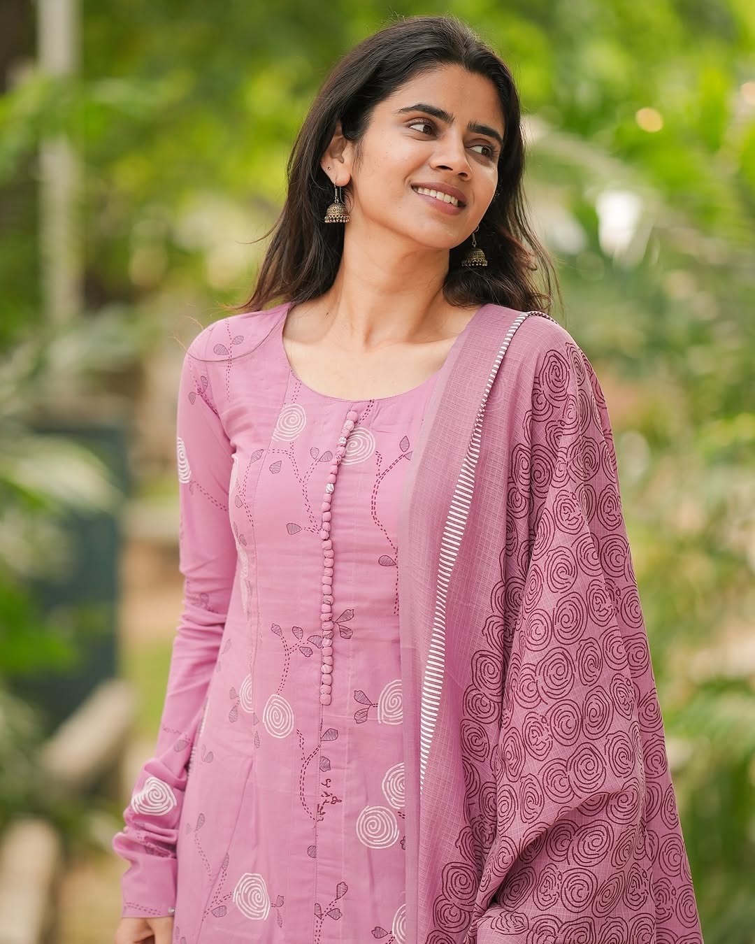 Elegant Maroon Cotton Kurti with Dupatta Set | Leaf Print Ethnic Wear for Women