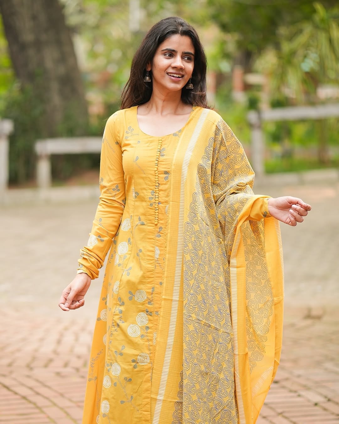 Elegant Maroon Cotton Kurti with Dupatta Set | Leaf Print Ethnic Wear for Women