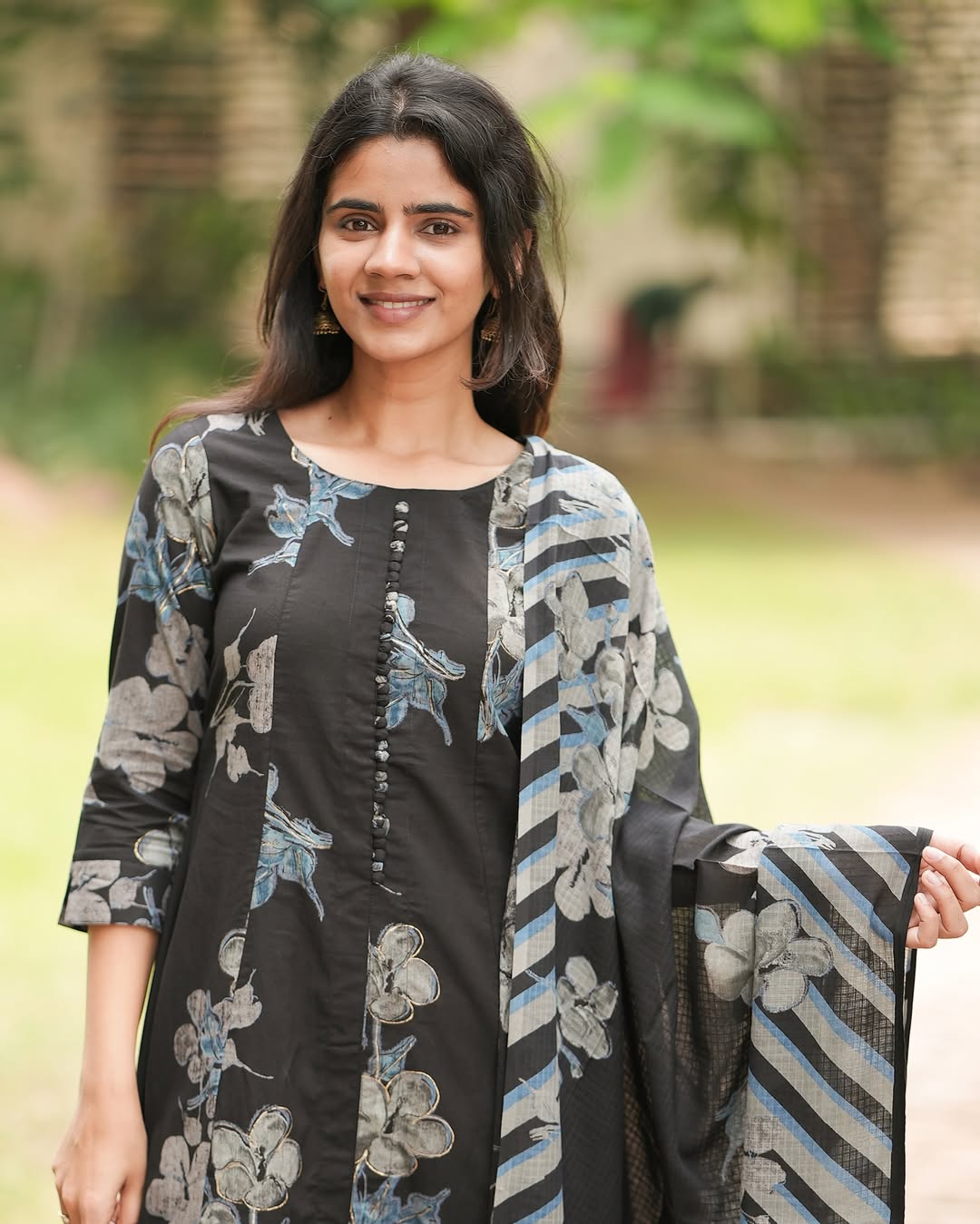 Elegant Maroon Cotton Kurti with Dupatta Set | Leaf Print Ethnic Wear for Women