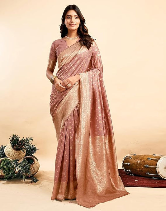 SIRIL Women's Pure Kanjivaram Silk Saree Soft Sarees Banarasi Style With Blouse Piece For Wedding