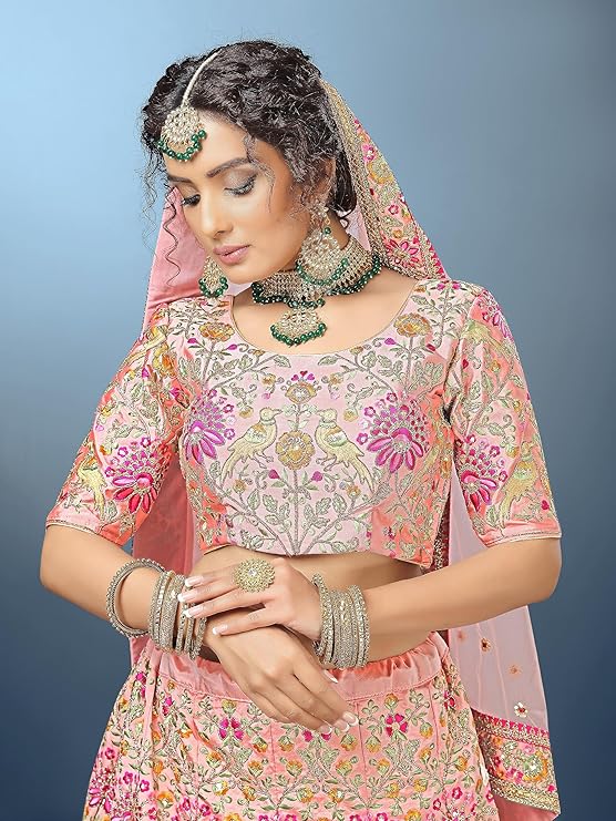 Women's Silk Heavy Embroidery work Bridal Lehenga Choli